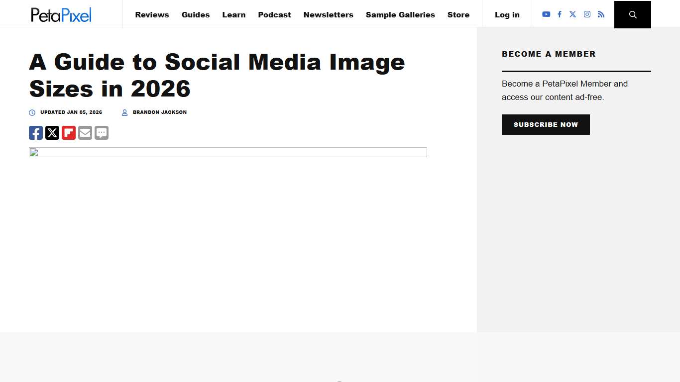 A Guide to Social Media Image Sizes in 2026 PetaPixel