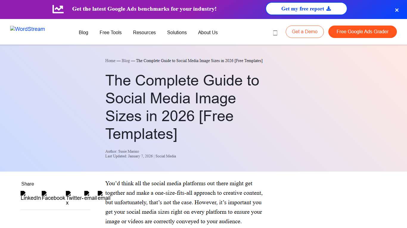 The Complete Guide to Social Media Image Sizes in 2026 [Free Templates] WordStream